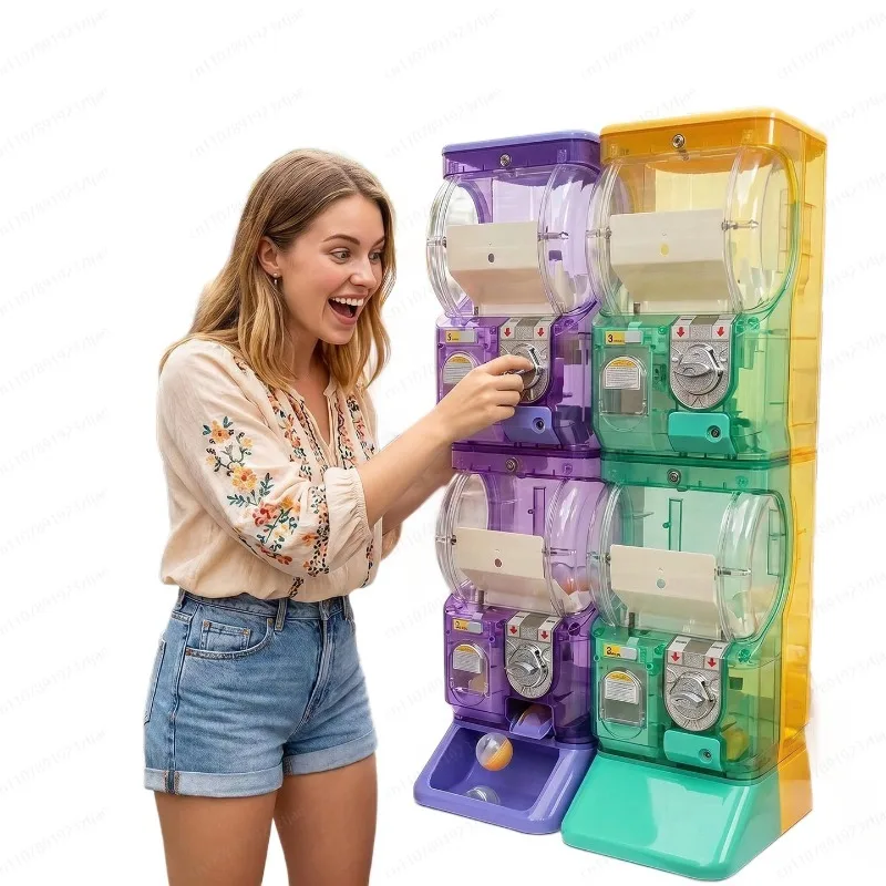 Arcade Vending & Laundry - Transparente weiße zweistufige Gashapon-Maschine, münzbetriebener Kapselautomat