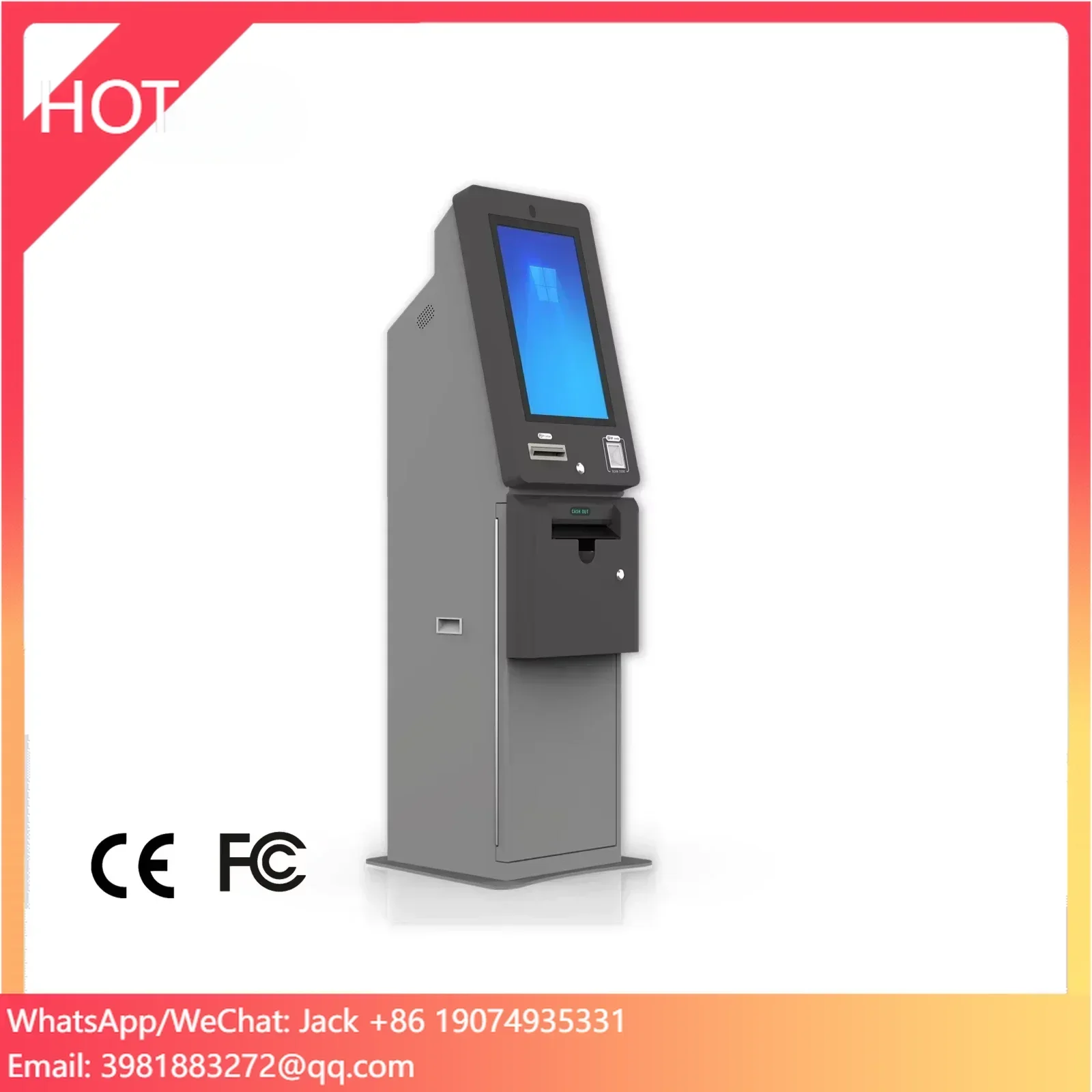 Ticket Redemption Machine - Metall-Geldautomaten-Kiosk-Ticketeinlösungs-Terminal, Bargeldeinlösungsautomat für Casino-Unterhaltungs- und Geschicklichkeitsspielautomaten